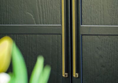 Black Kitchen Cabinet with brass handles Mangan Woodcraft
