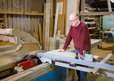 Mangan Woodcraft Kitchen worktop being cut to size for new kitchen design